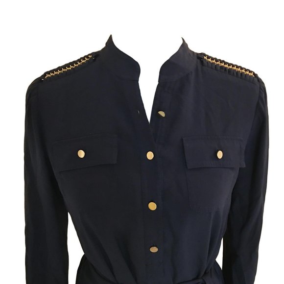 Cache Elegant Navy Silk Dress - Small - Picture 2 of 6